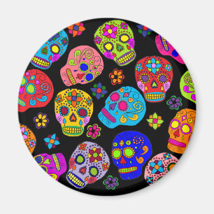 Mexican Folk Art Sugar Skulls Magnet