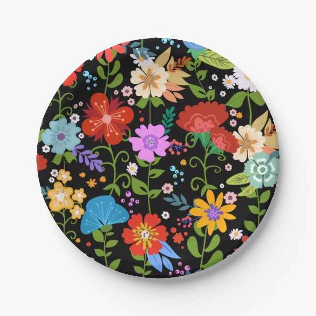 Mexican Folk Art Wedding Paper Plate (Front)