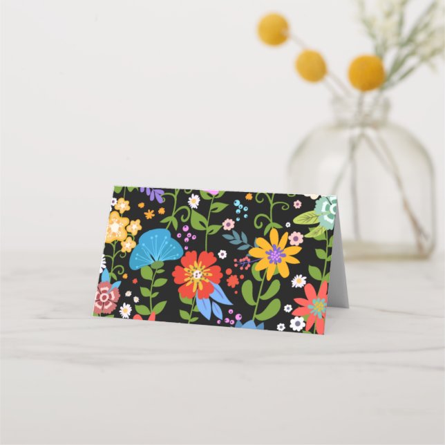 Mexican Folk Art Wedding Place Card (Front)