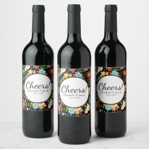 Mexican Folk Art Wedding Wine Label