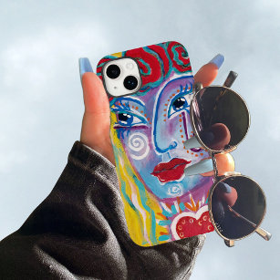 Mexican Folk Art Woman Red Roses Yellow Blue Lilac iPhone 13 Pro Max Case
