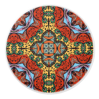 Mexican folk ethnic colourful seamless pattern  ceramic knob