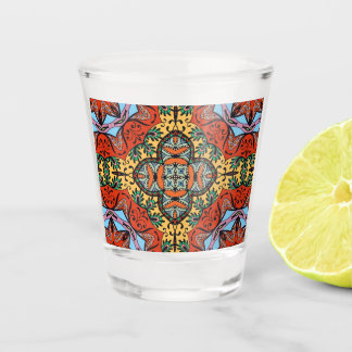 Mexican folk ethnic colourful seamless pattern  shot glass