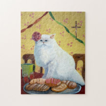 Mexican Folk Inspired White Cat