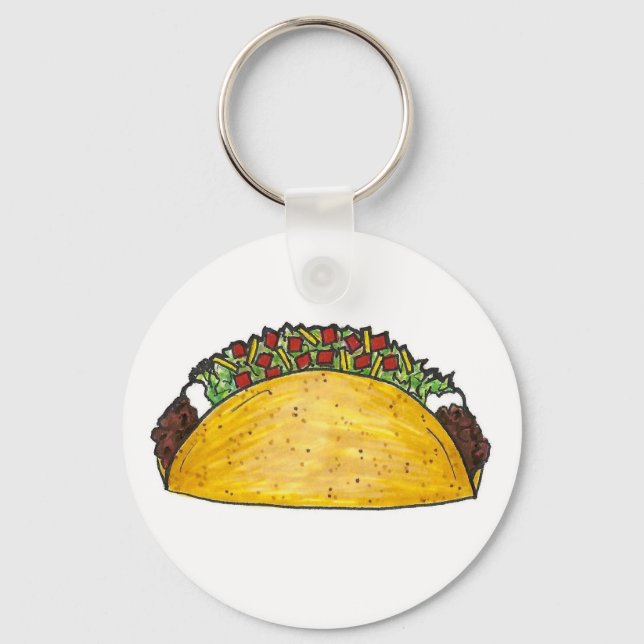 Mexican Food Beef Taco Tacos Foodie Gift Keychain (Front)