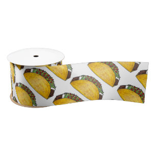 Mexican Food Cinco de Mayo Taco Tacos Print Ribbon Satin Ribbon