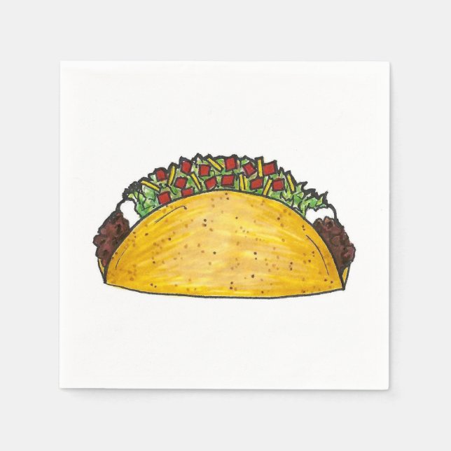 Mexican Food Hard Shell Taco Tacos Print Napkin (Front)