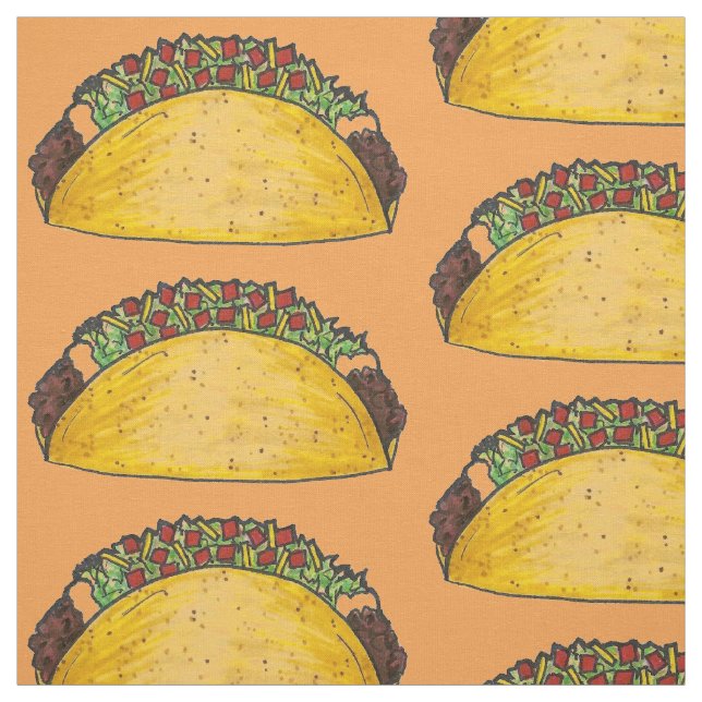 Mexican Food Hard Shell Taco Tex Mex Texas Foodie Fabric (Swatch)