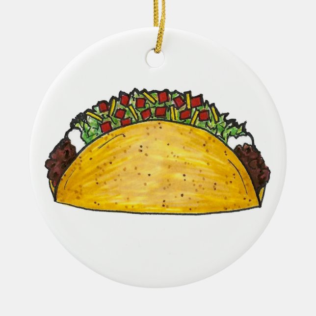 Mexican Food Hard Shell Taco Tuesday TexMex Ceramic Ornament (Front)