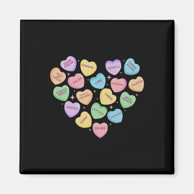 Mexican Food Heart Conversation Nachos Tacos Valen Magnet (Front)
