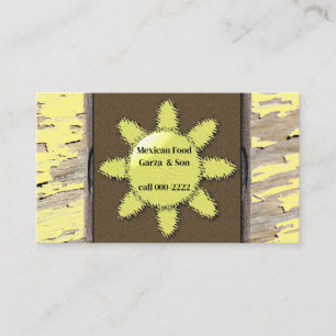 Mexican Food, Hispanic, Sun Symbol, Light Business Card