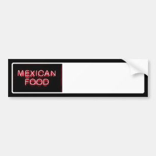 MEXICAN FOOD - Red Neon Sign Bumper Sticker