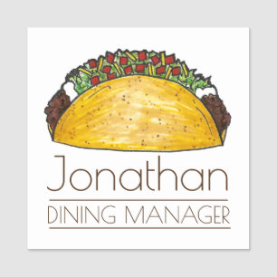 Mexican Food Restaurant Cuisine Hard Shell Taco Name Tag