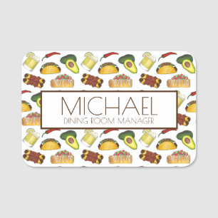Mexican Food Restaurant Taco Enchilada Pepper Name Tag