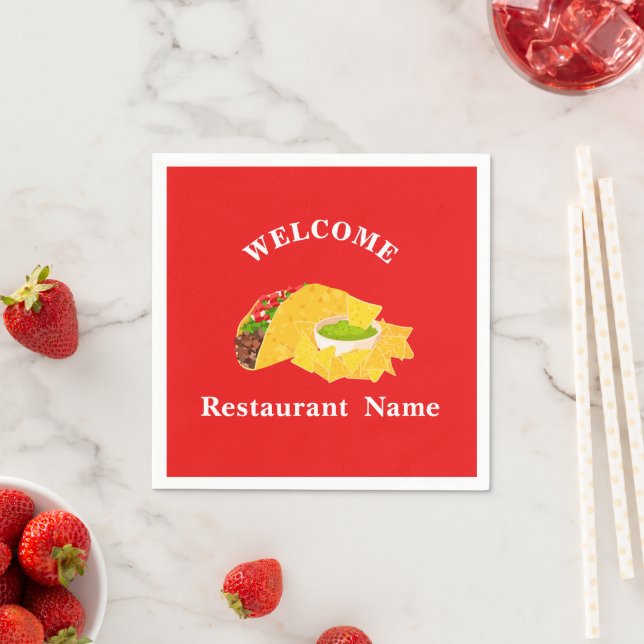 Mexican food restaurant welcome tacos Personalised Napkin (Insitu)