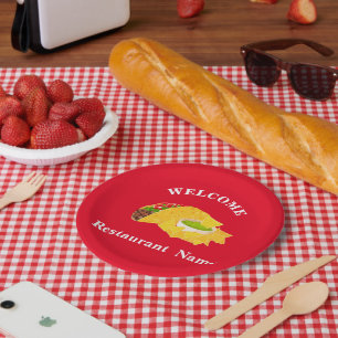 Mexican food restaurant welcome tacos Personalised Paper Plate