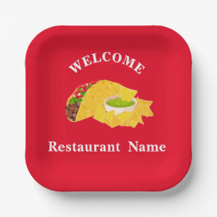 Mexican food restaurant welcome tacos Personalized Paper Plate