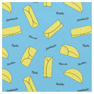 Mexican Food Tortilla, Burrito, Enchilada Pattern Fabric