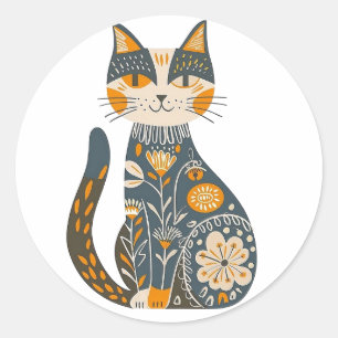 Mexican Gatita, Classic Round Sticker