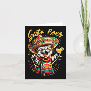 Mexican Gato Loco Sombrero Cat Cinco De Mayo Funny Card