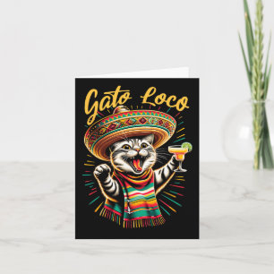 Mexican Gato Loco Sombrero Cat Cinco De Mayo Funny Card