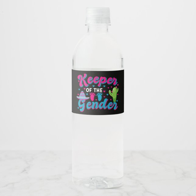 Mexican Gender Reveal Cinco de Mayo Baby Shower  Water Bottle Label (Front)