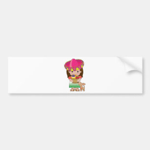 Mexican Girl and Dog Bumper Sticker