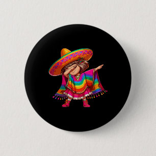 Mexican Girl Cinco De Mayo Sombrero Latina Mexican 6 Cm Round Badge