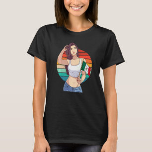 Mexican Girl Mexicana Latino Pride Mexico Flag Vin T-Shirt