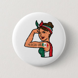Mexican Girl Mujer Rosie Riveter Cinco De Mayo Fie 6 Cm Round Badge
