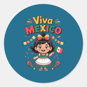 Mexican girl viva mexico shirt mexican flag classic round sticker