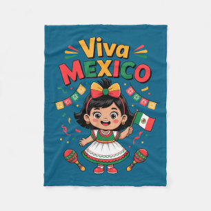 Mexican girl viva mexico shirt mexican flag fleece blanket