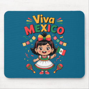 Mexican girl viva mexico shirt mexican flag mouse pad