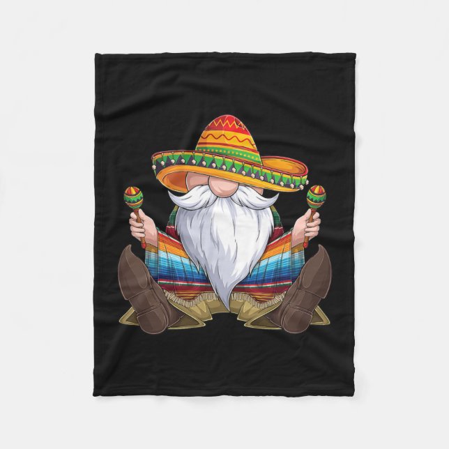 Mexican Gnome Cinco De Mayo Serape Poncho men Fleece Blanket (Front)