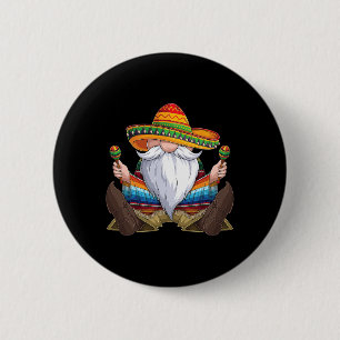 Mexican Gnome Cinco De Mayo Serape Poncho Men Wome 6 Cm Round Badge