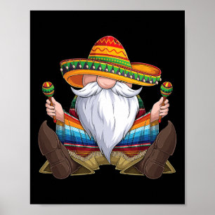 Mexican Gnome Cinco De Mayo Serape Poncho Men Wome Poster