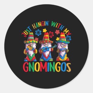 Mexican Gnome Sombrero Gnomingos 3 Gnomes Cinco De Classic Round Sticker