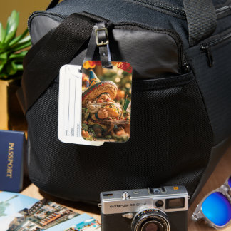 Mexican Gnome Wearing A Sombrero Eating A Taco Luggage Tag
