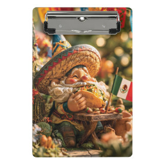 Mexican Gnome Wearing A Sombrero Eating A Taco Mini Clipboard