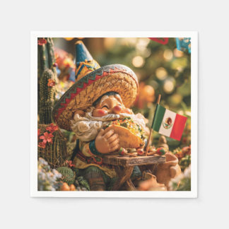Mexican Gnome Wearing A Sombrero Eating A Taco Napkin
