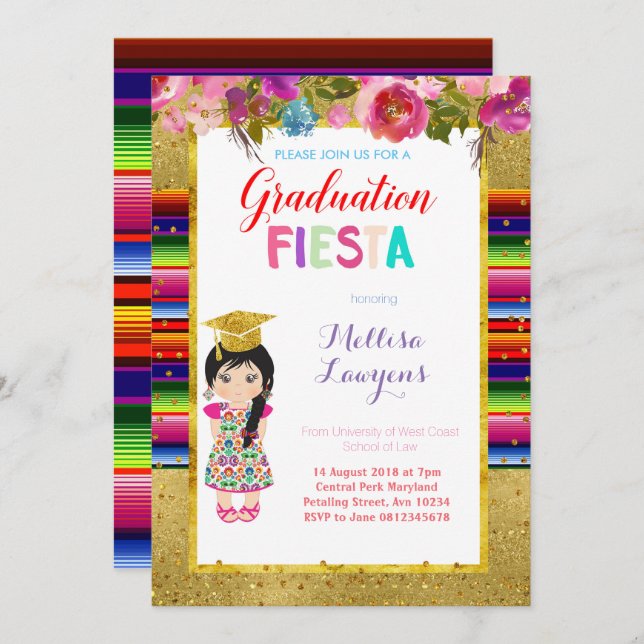 Mexican Graduation Party Fiesta Invitation (Front/Back)