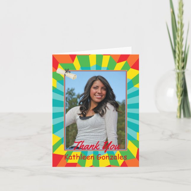 Mexican Graduation Thank You Card with Vibrant Col (Front)