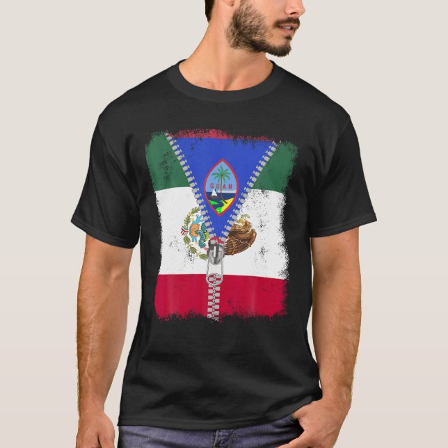 Mexican Guam Chamorro Flag zip T Shirt (Front)