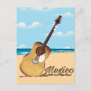 Mexican Guitar Beach travel poster Postcard