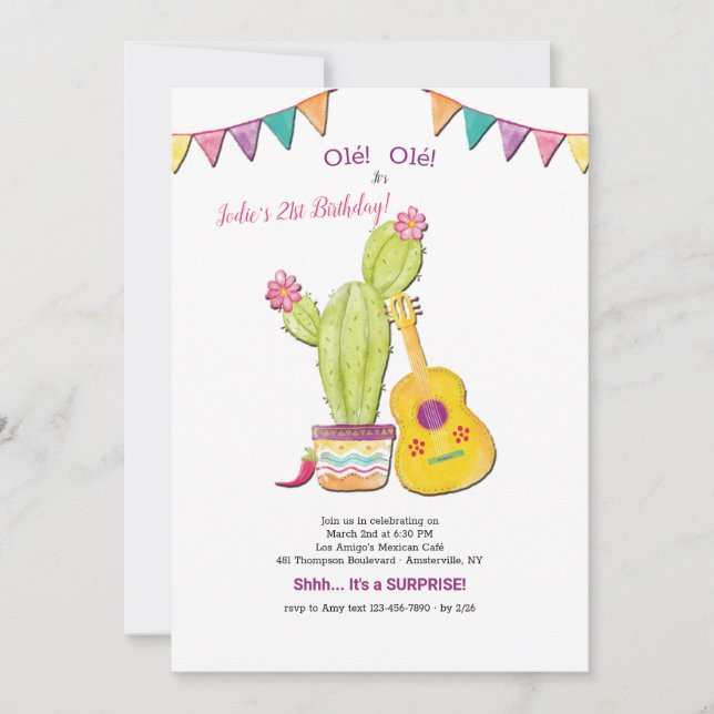 Mexican Guitar Birthday Party Invitation (Front)