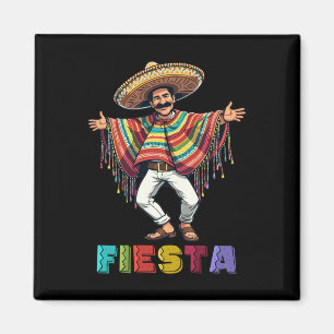 Mexican Guy In Poncho Dancing Fiesta Cinco de Mayo Magnet