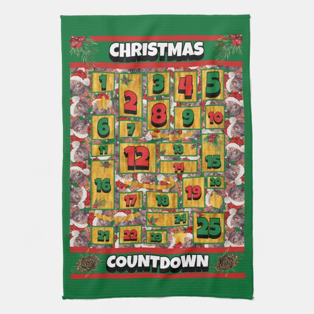 Mexican Hairless Countdown Christmas Advent Dog Tea Towel (Vertical)
