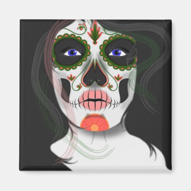 Mexican Halloween Mask Fridge Magnet (Front)