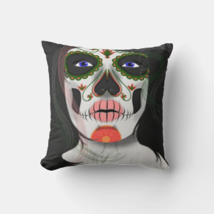 Mexican Halloween Mask Throw Pillow