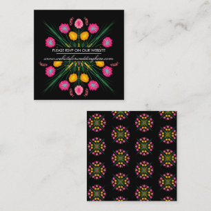 Mexican Hand Drawn Floral Spanish Website RSVP Square Business Card